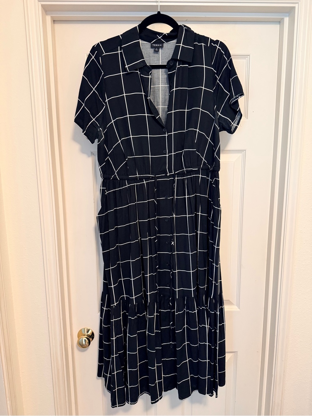 torrid Black and White Windowpane Midi Shirt Dress